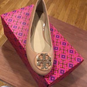 Tory Burch Patent Leather Ballet Flat Beige